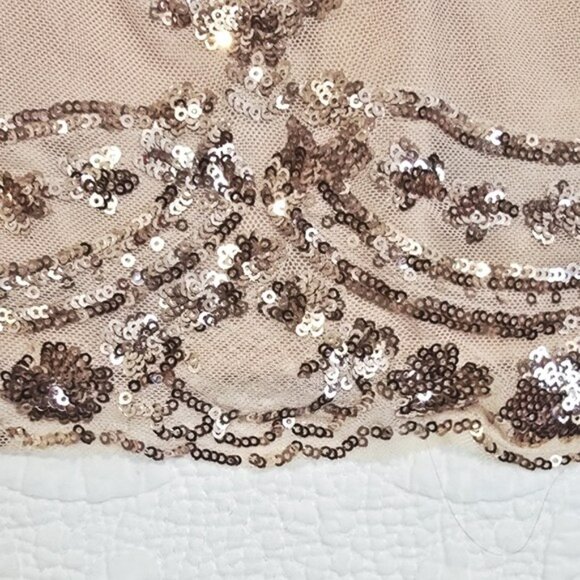 CBR Women's Mini Formal Dress Size Medium Nude Rose Gold Sequins Wedding Evening - Picture 6 of 14